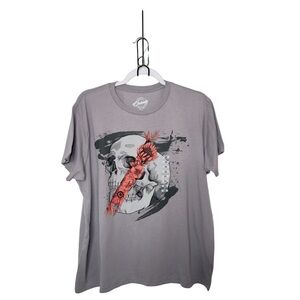 Live Outside Limits XS Oversized Skull Design Adorned With Flowers Graphic